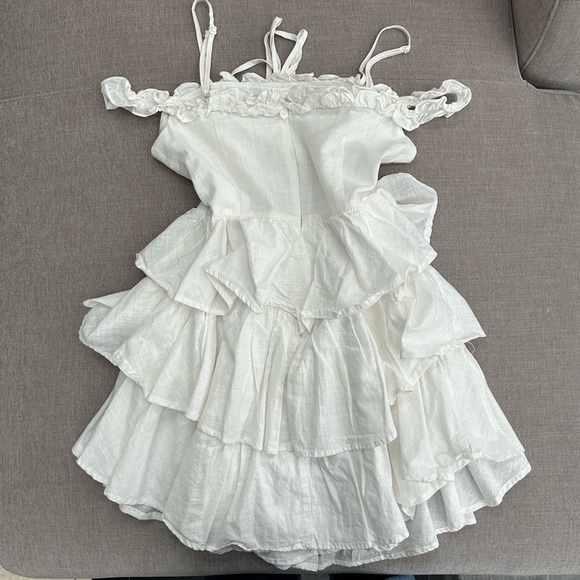 white coquette ruffle tiered dress - Picture 5 of 5